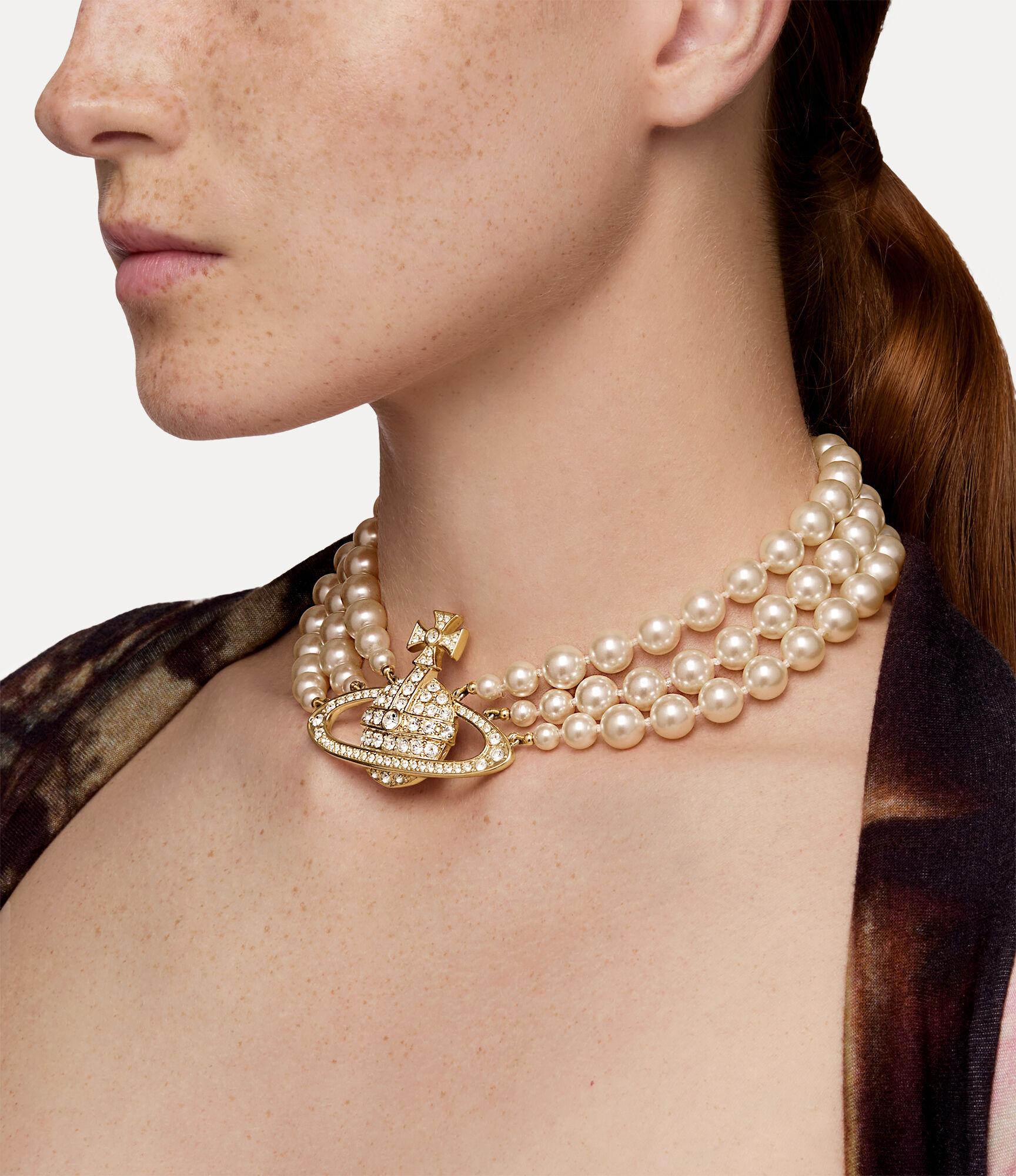 Three Row Pearl Bas Relief Choker Product Image