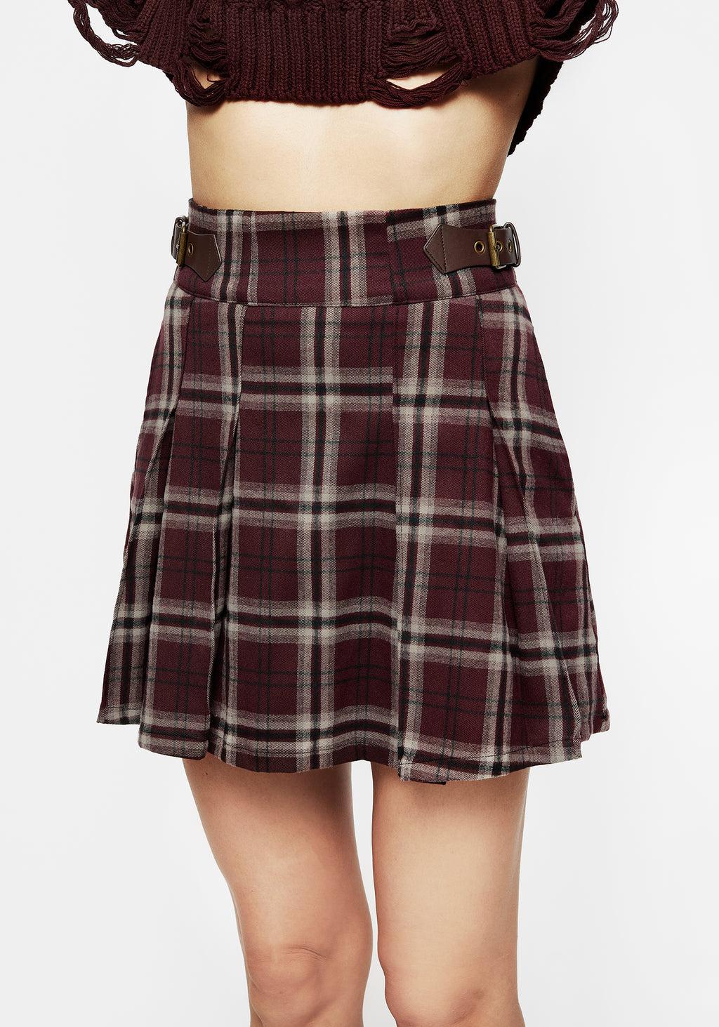 Bramble Check Pleated Mini Skirt Product Image