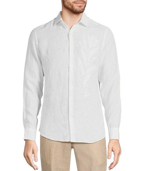 Murano Baird McNutt Linen Slim Fit Placed Texture Long Sleeve Woven Shirt Product Image