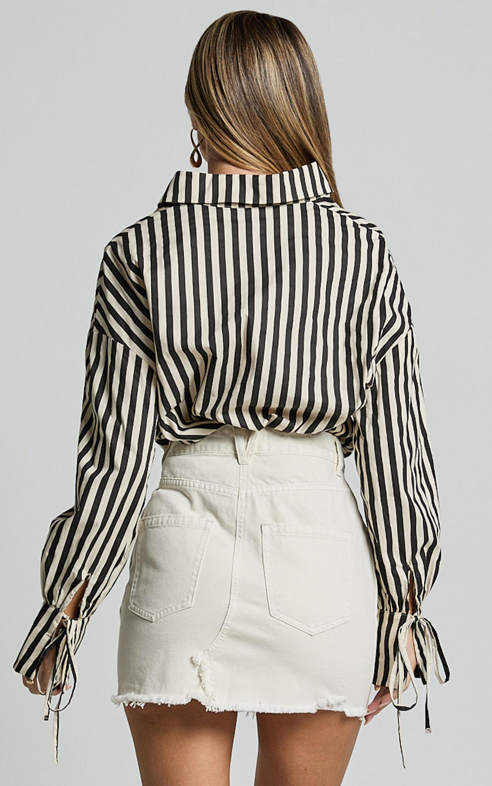 Pieta Mini Skirt - Recycled Cotton Raw Hem Denim Skirt in Ecru Product Image