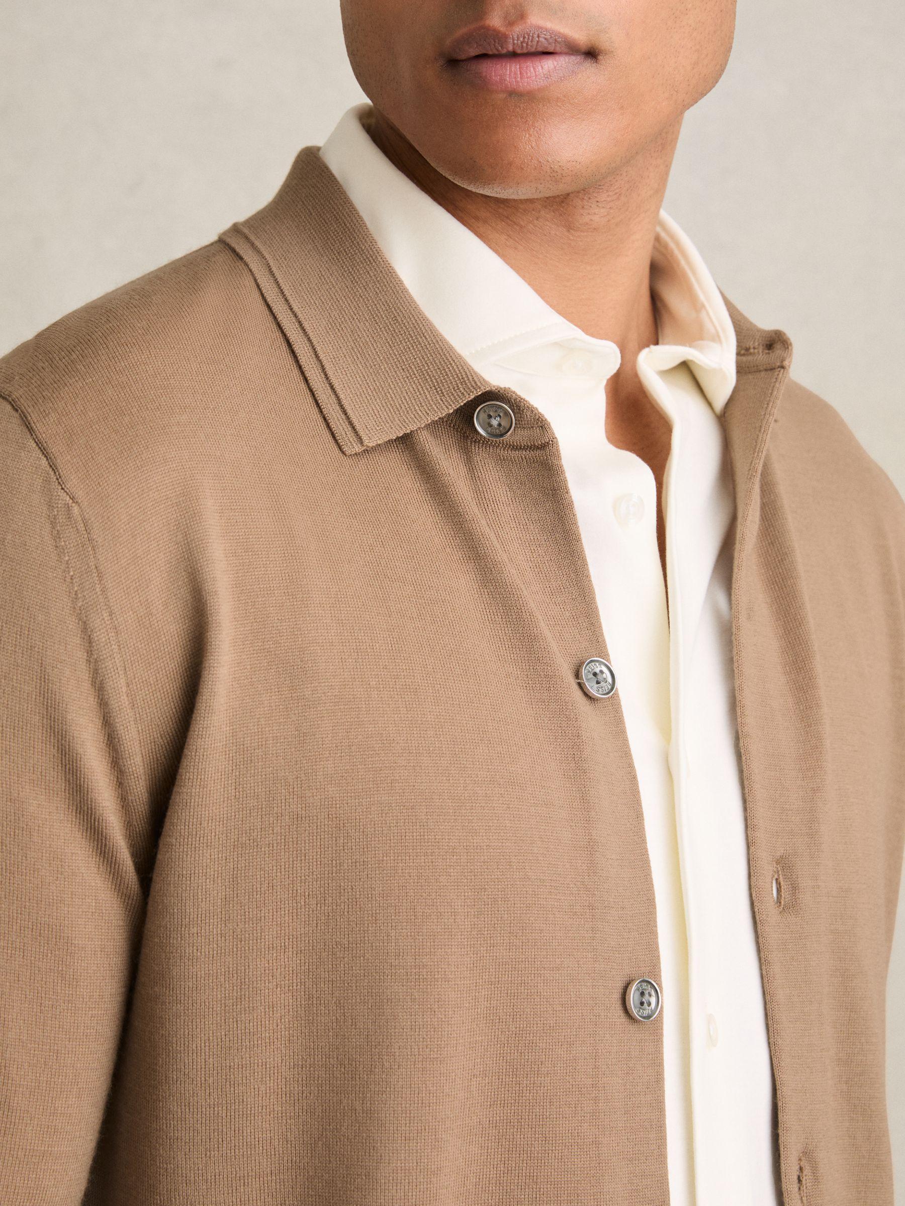 Merino Wool Button Through Cardigan in Camel Product Image