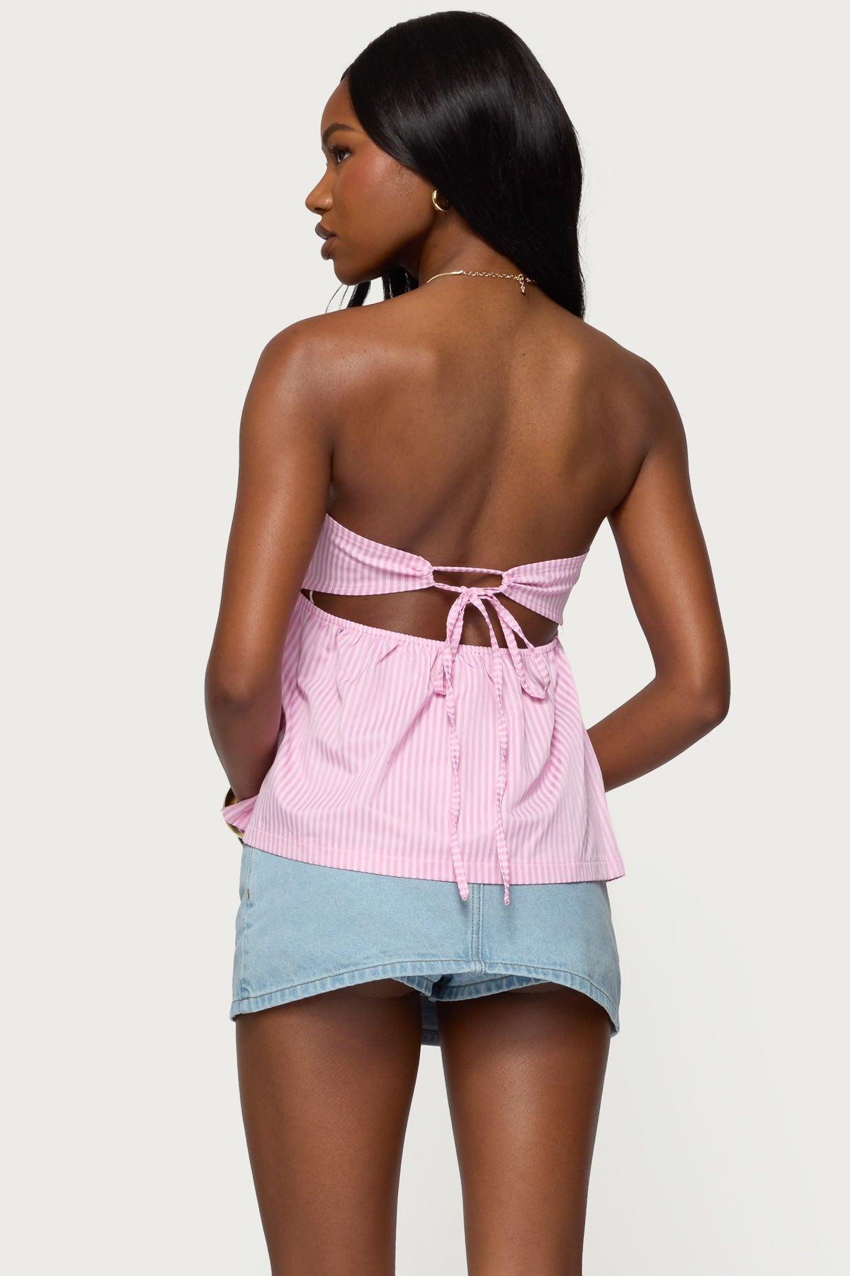 Maddie Strapless Striped Babydoll Top Product Image