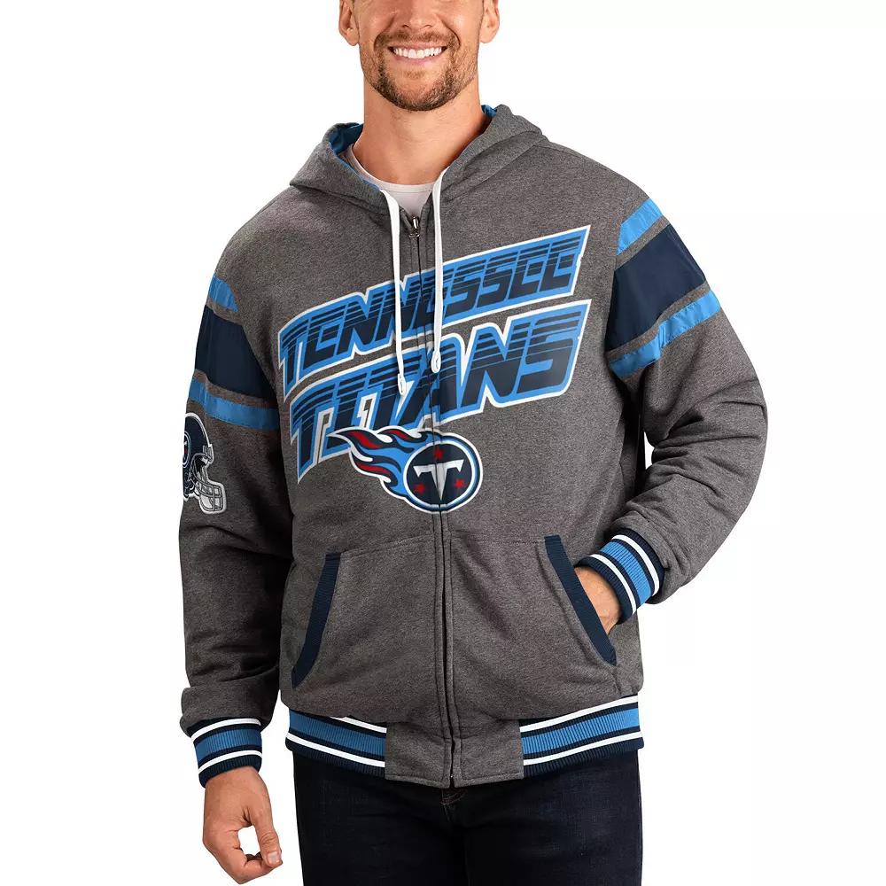 Men's G-III Sports by Carl Banks Navy/Gray Tennessee Titans Extreme Full Back Reversible Hoodie Full-Zip Jacket,  Product Image