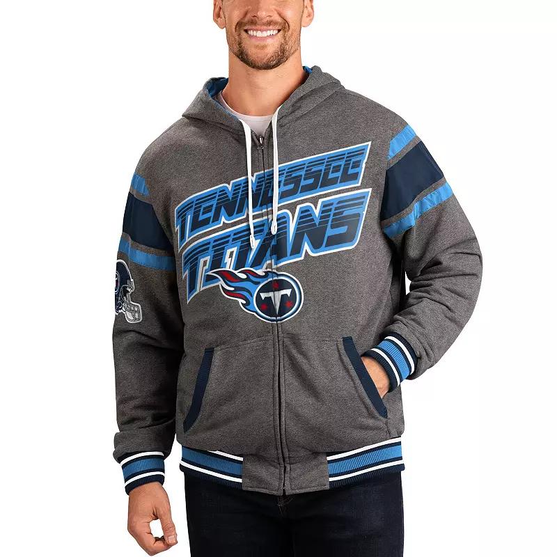 Men's G-III Sports by Carl Banks Navy/Gray Tennessee Titans Extreme Full Back Reversible Hoodie Full-Zip Jacket,  Product Image