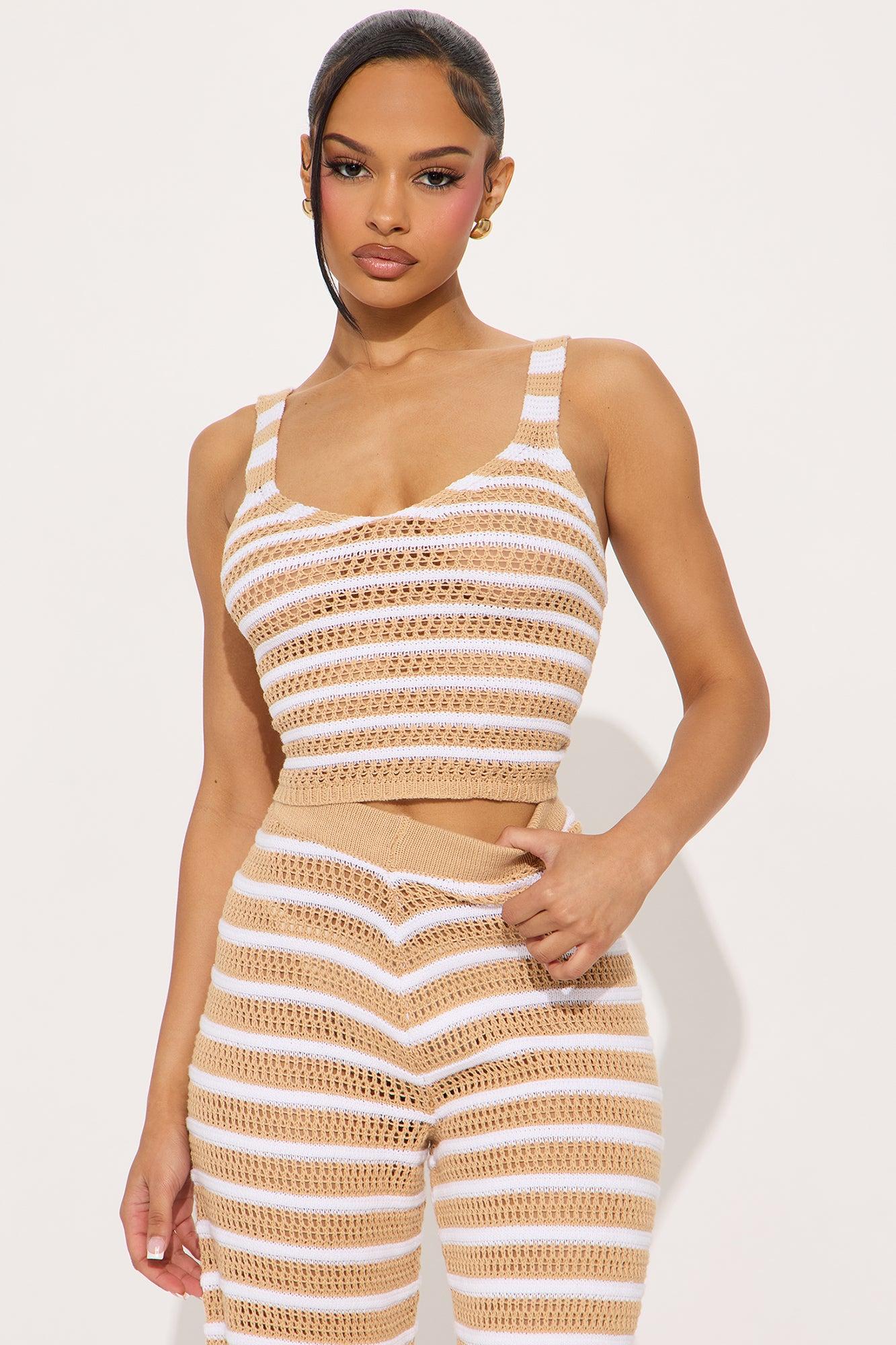 Lucky Crochet Pant Set - Taupe/combo Product Image