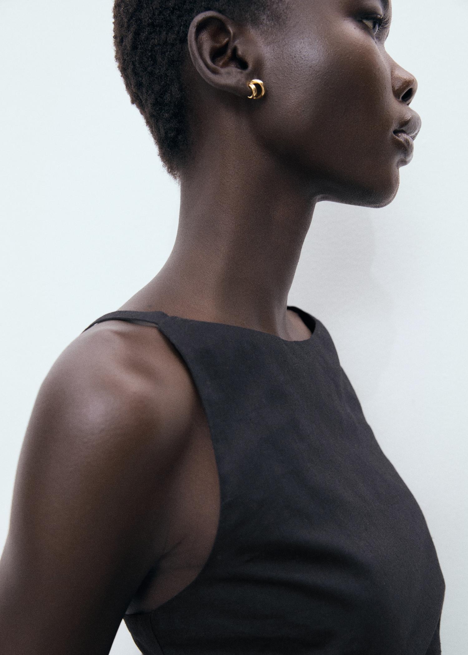 Short draped dress in linen-cotton blend - Women | MANGO USA Product Image