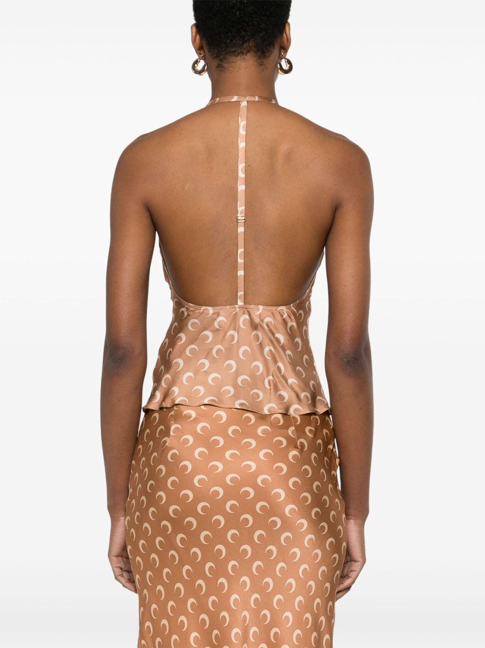 crescent moon-print satin top Product Image