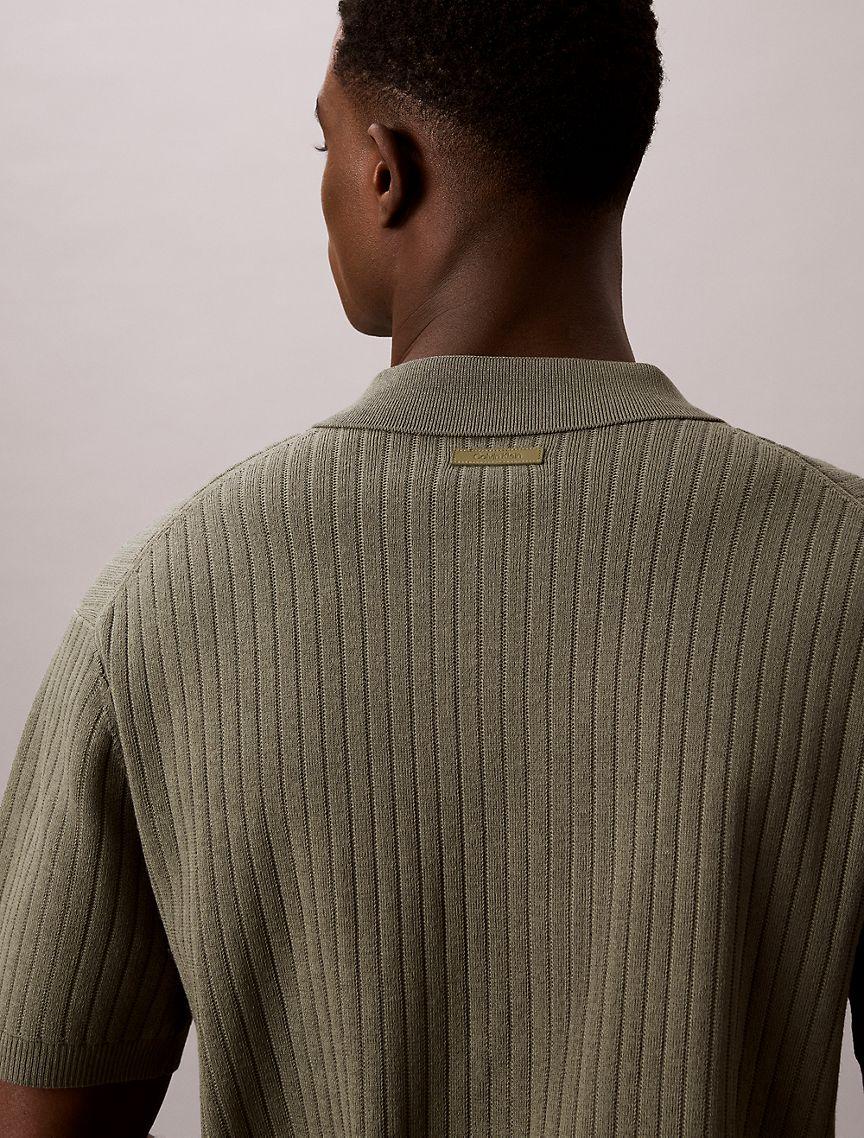 Ribbed Sweater Polo Shirt Product Image