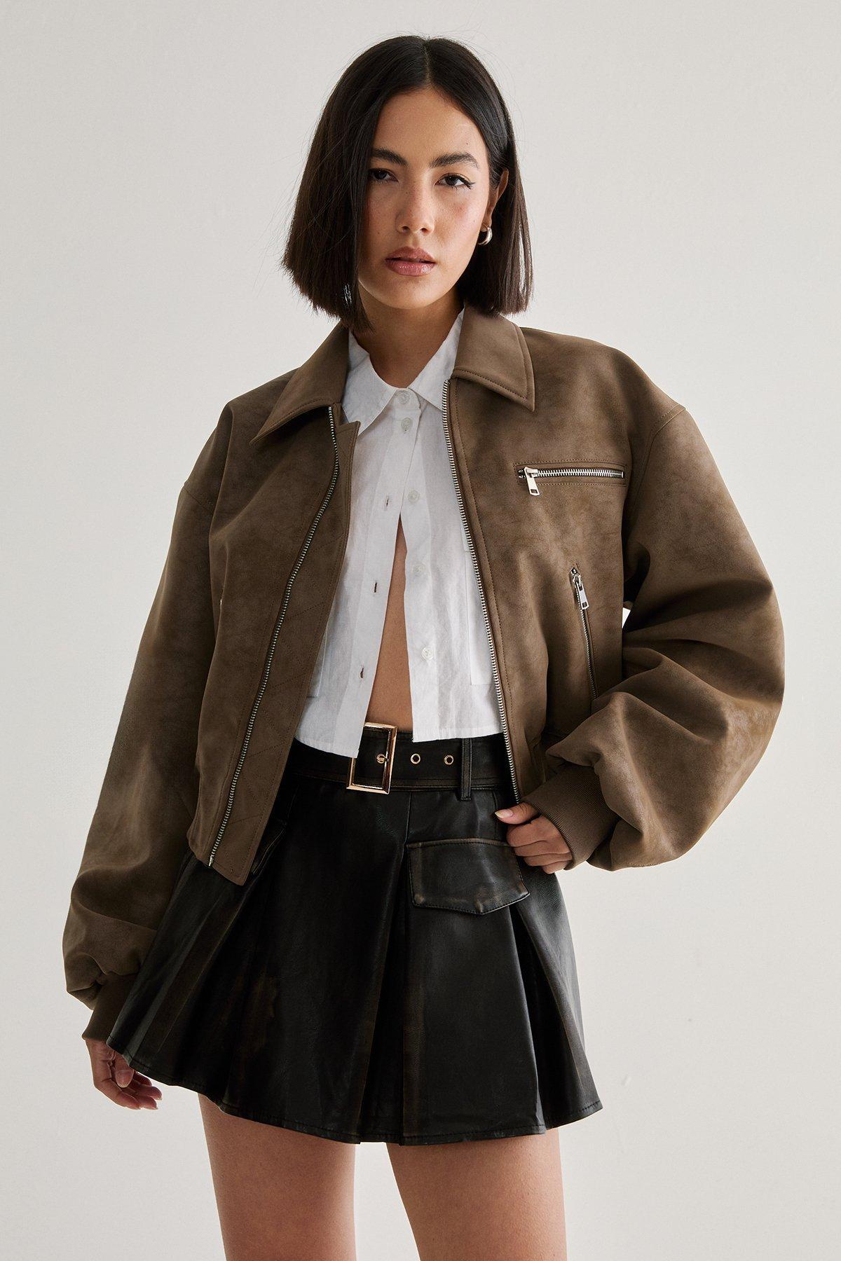 PU Pleated Mini Skirt Product Image