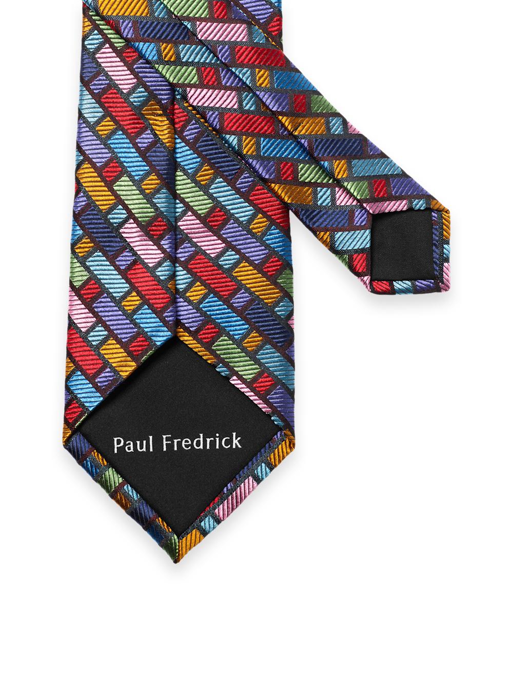 Geometric Woven Silk Tie - Multi Product Image