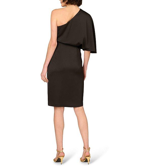 Aidan Mattox One Sleeve Twist Front Satin Blouson Dress Product Image
