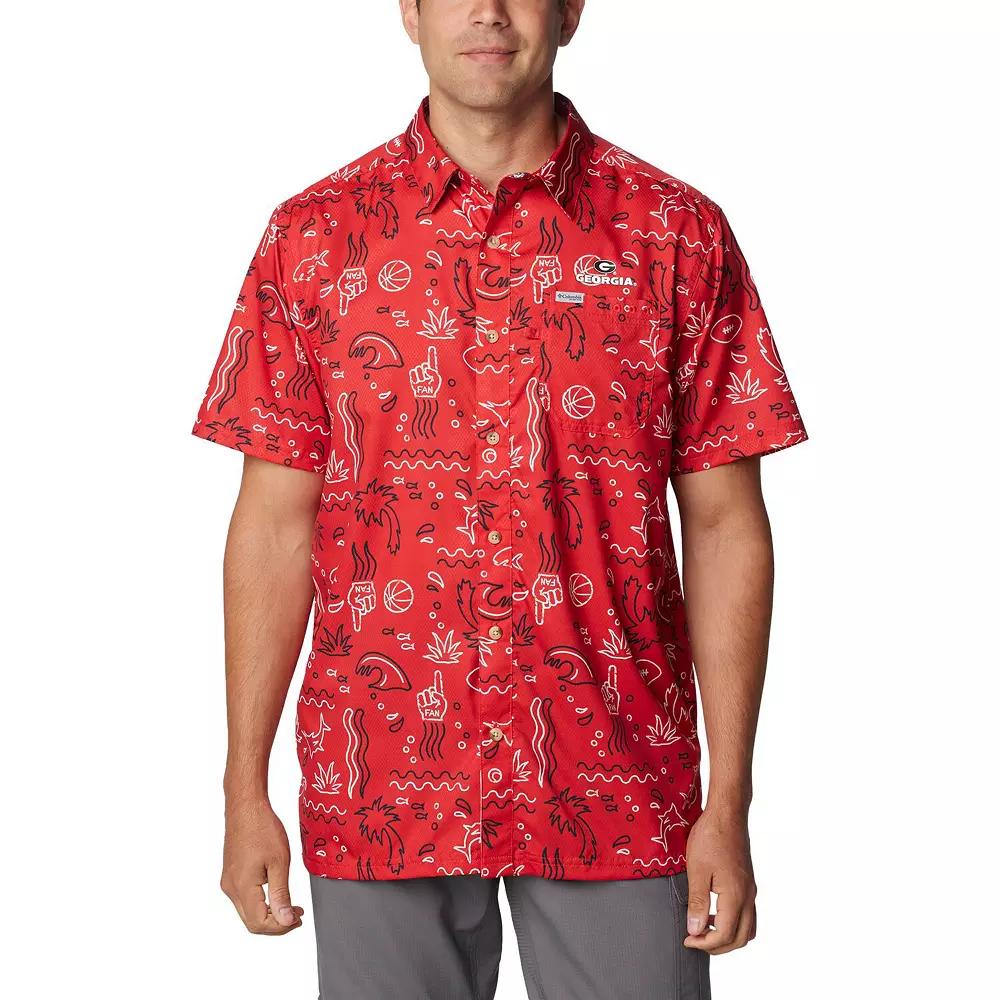 Columbia Mens Collegiate PFG Super Slack Tide Shirt - Georgia- Product Image