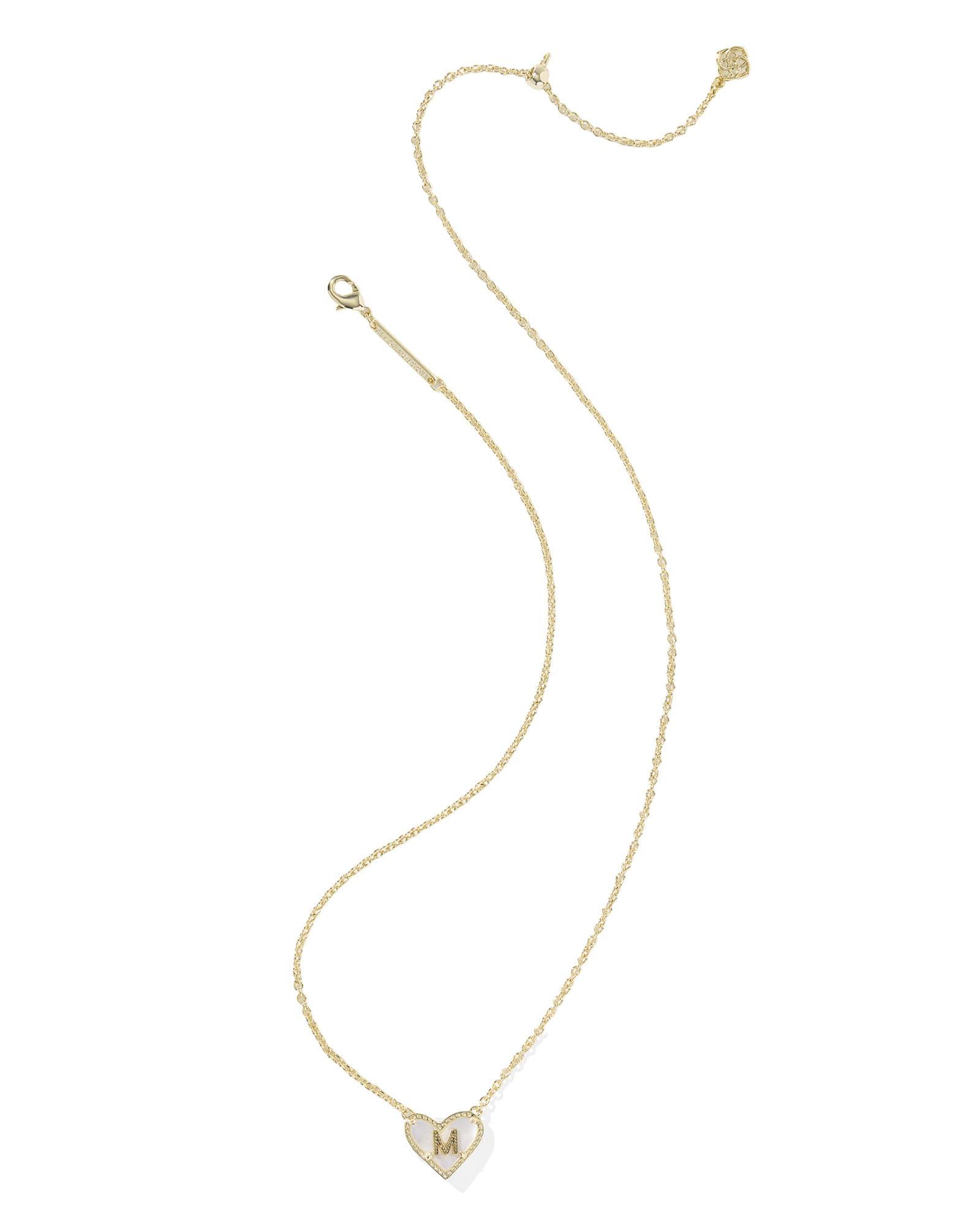 Ari Heart Letter M Gold Short Pendant Necklace Product Image