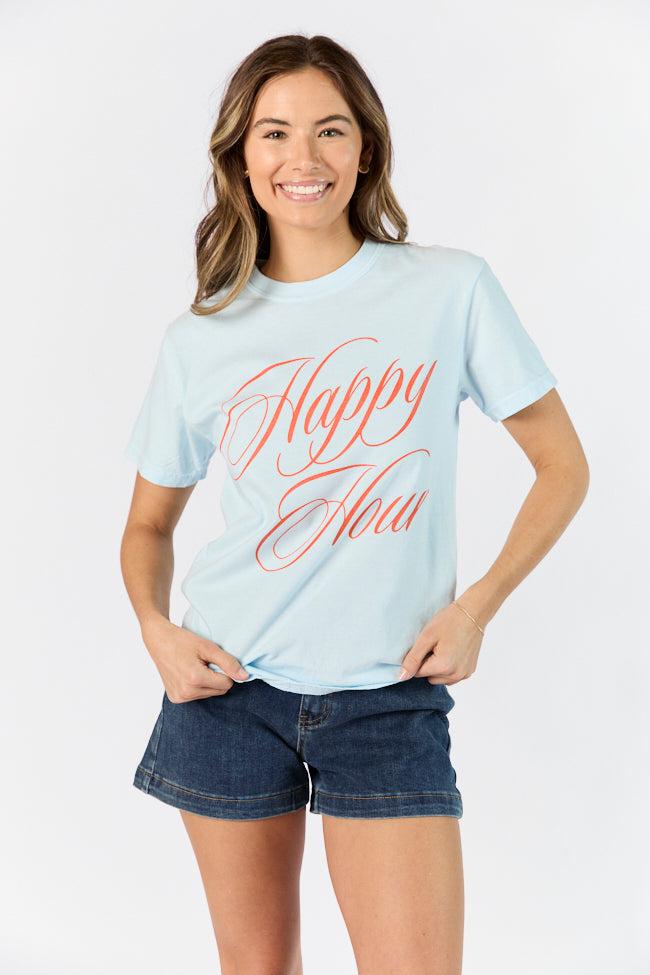 Happy Hour Light Blue Comfort Color Graphic Tee SALE Product Image
