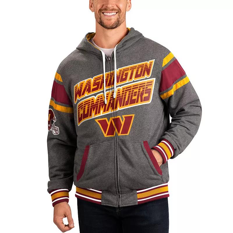 Men's G-III Sports by Carl Banks Burgundy/Gray Washington Commanders Extreme Full Back Reversible Hoodie Full-Zip Jacket,  Product Image