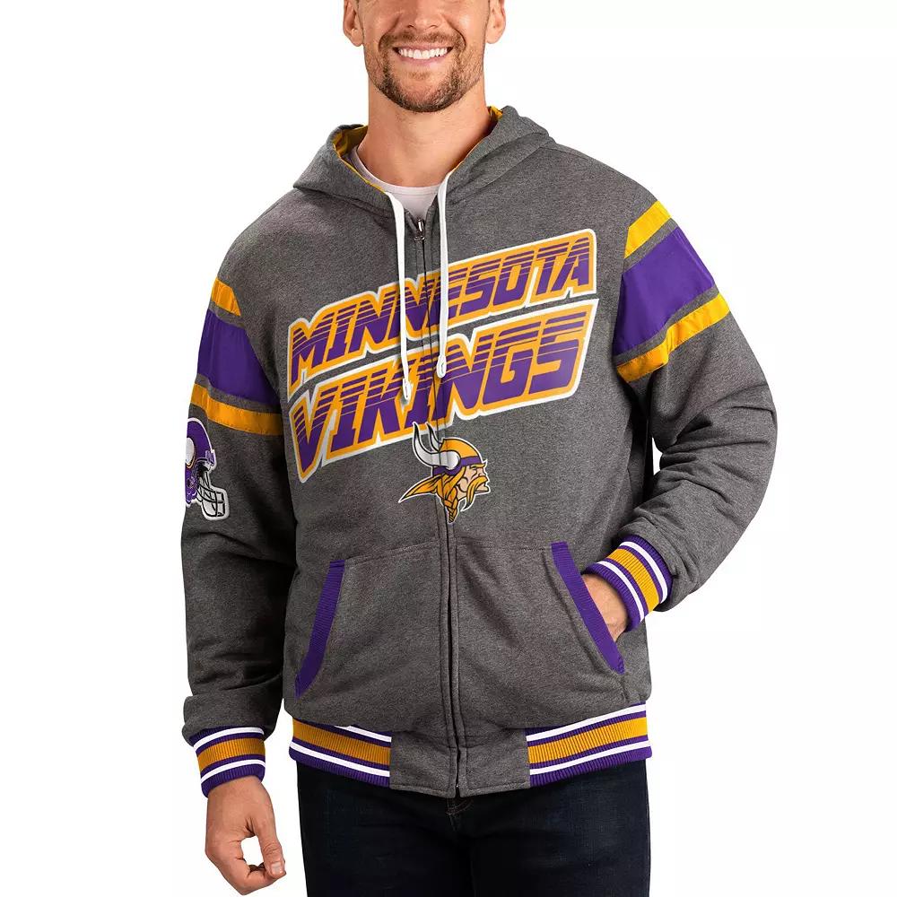 Men's G-III Sports by Carl Banks Purple/Gray Minnesota Vikings Extreme Full Back Reversible Hoodie Full-Zip Jacket,  Product Image