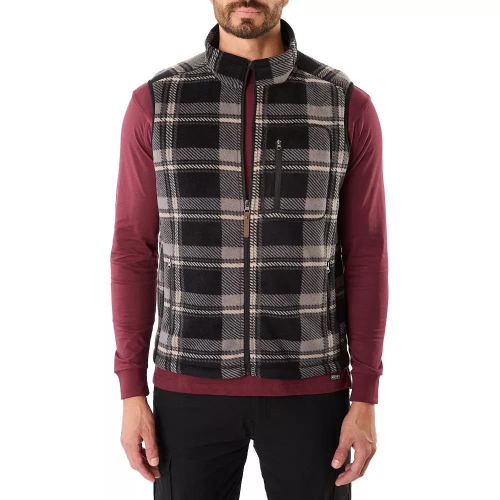 Men's Smith's Workwear Sherpa-Lined Plaid PolarFleece Vest, Size: XXL, Blue Grey 469 Product Image