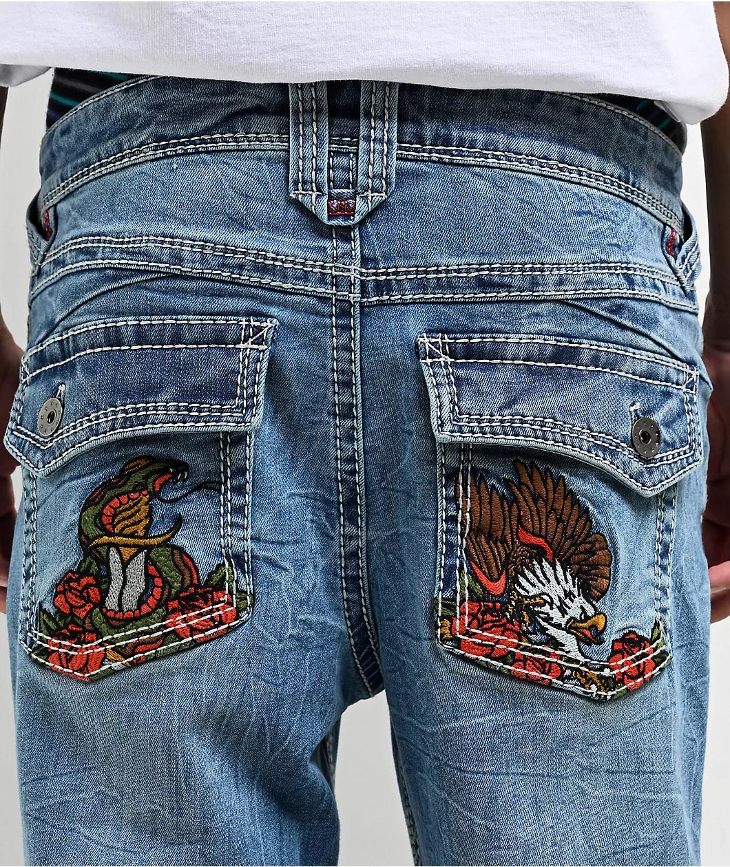Ninth Hall Eagle Signal Fracture Stacked Flare Jeans Product Image