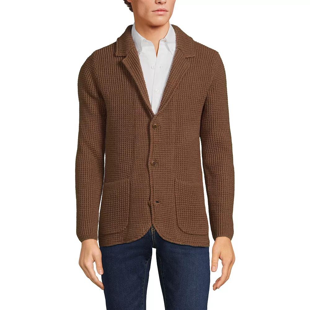 Men's Lands' End Waffle Stitch Sweater Blazer, Size: Large, Allspice Product Image