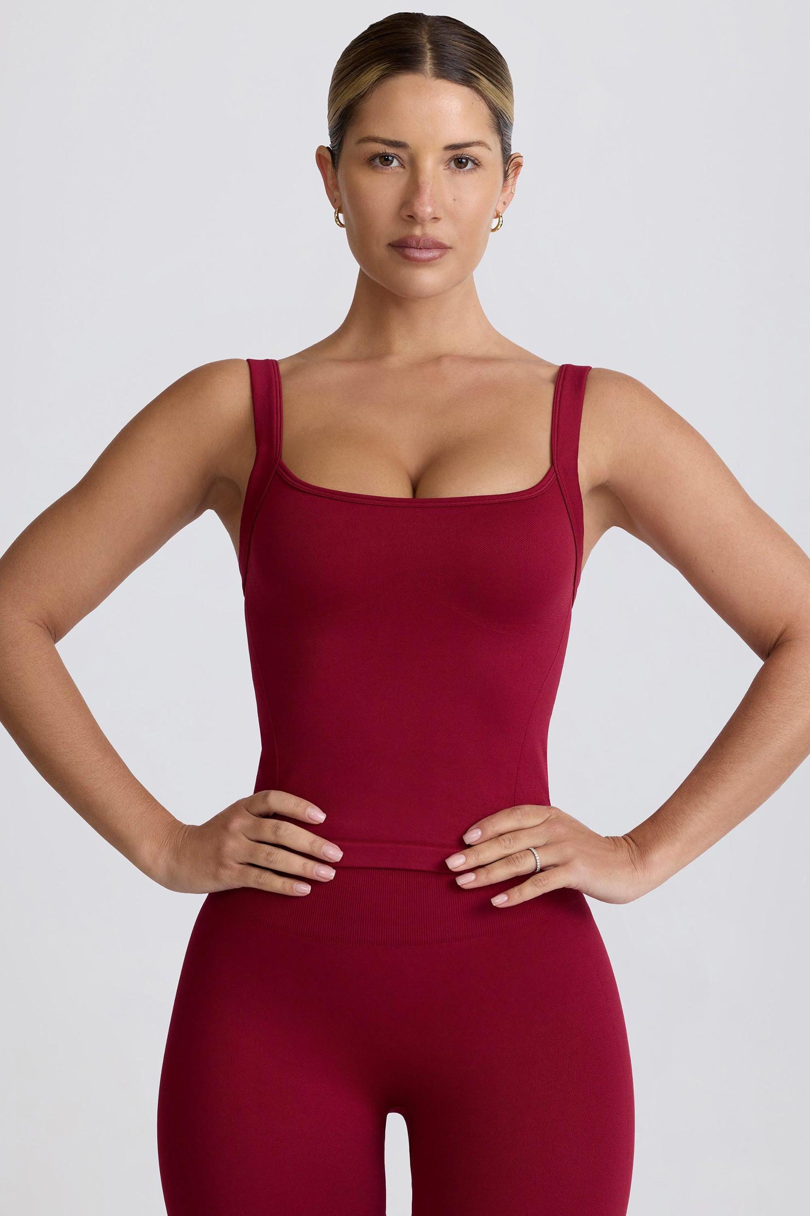 Super Sculpt Seamless Longline Tank Top in Burgundy Product Image