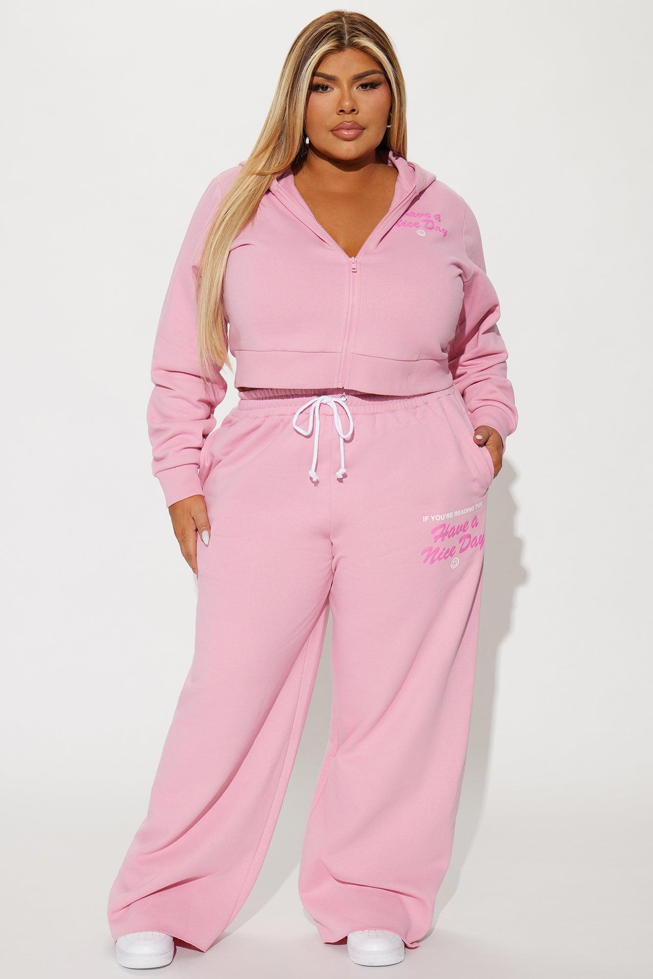 Have A Nice Day Wide Leg Sweatpants - Pink Product Image