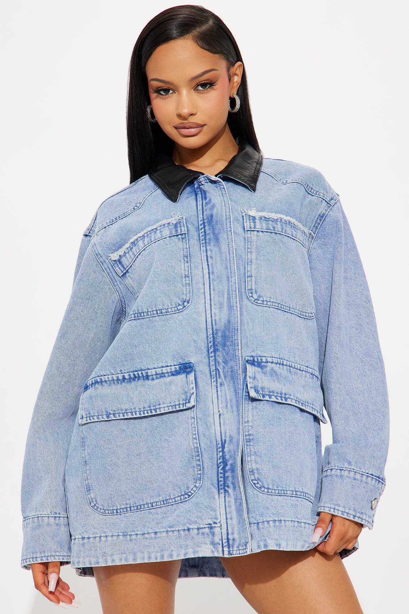 Bare Minimum Oversized Denim Barn Jacket - Medium Wash Female Product Image