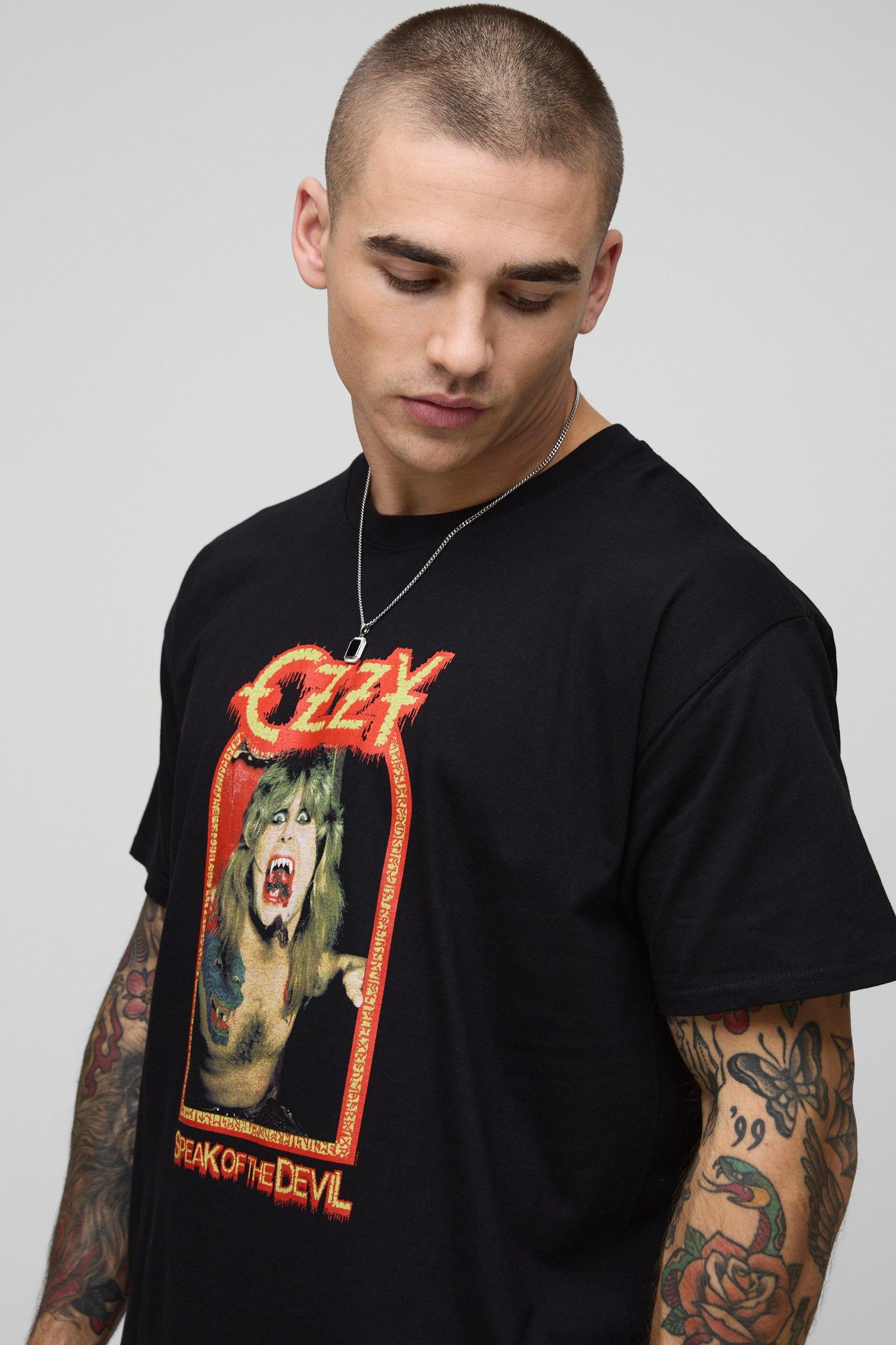 Black Regular Fit Ozzy Ozbourne License Graphic T Shirt | boohooMAN USA Product Image