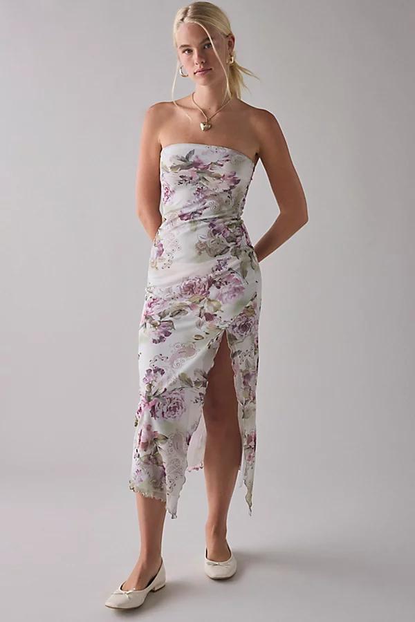 Urban Outfitters UO Samara Mesh Strapless Midi Dress Womens at Urban Outfitters Product Image