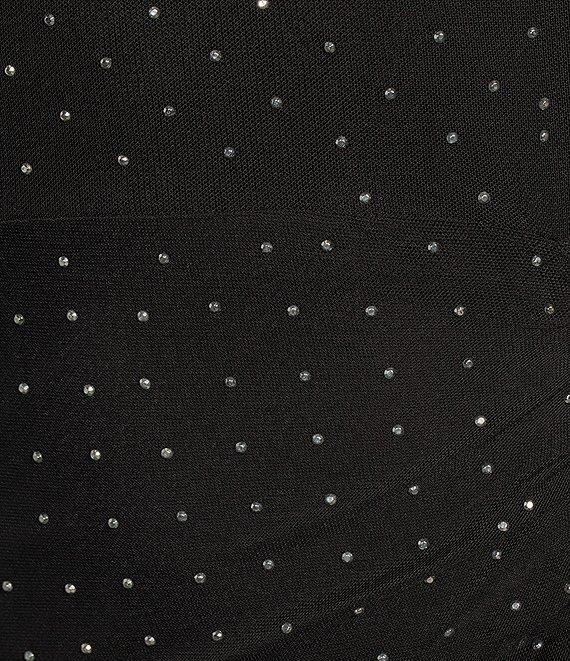 City Vibe Long Sleeve Square Neck Mesh With Studs Long Dress Product Image