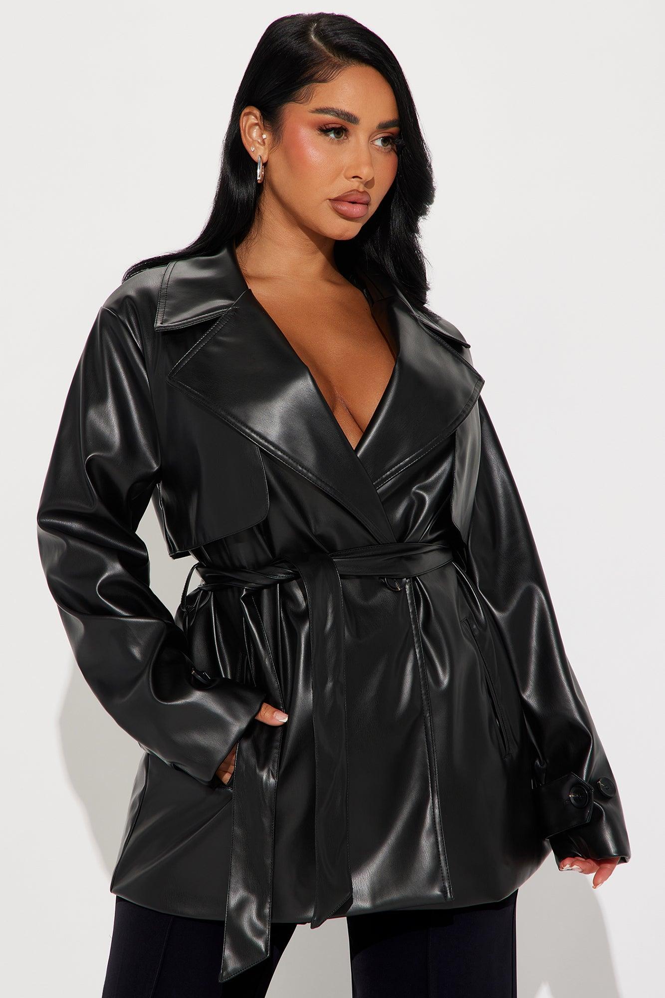 Running Errands Faux Leather Coat - Black Female Product Image