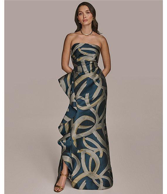 Donna Karan Strapless Abstract Print Jacquard Dress Product Image