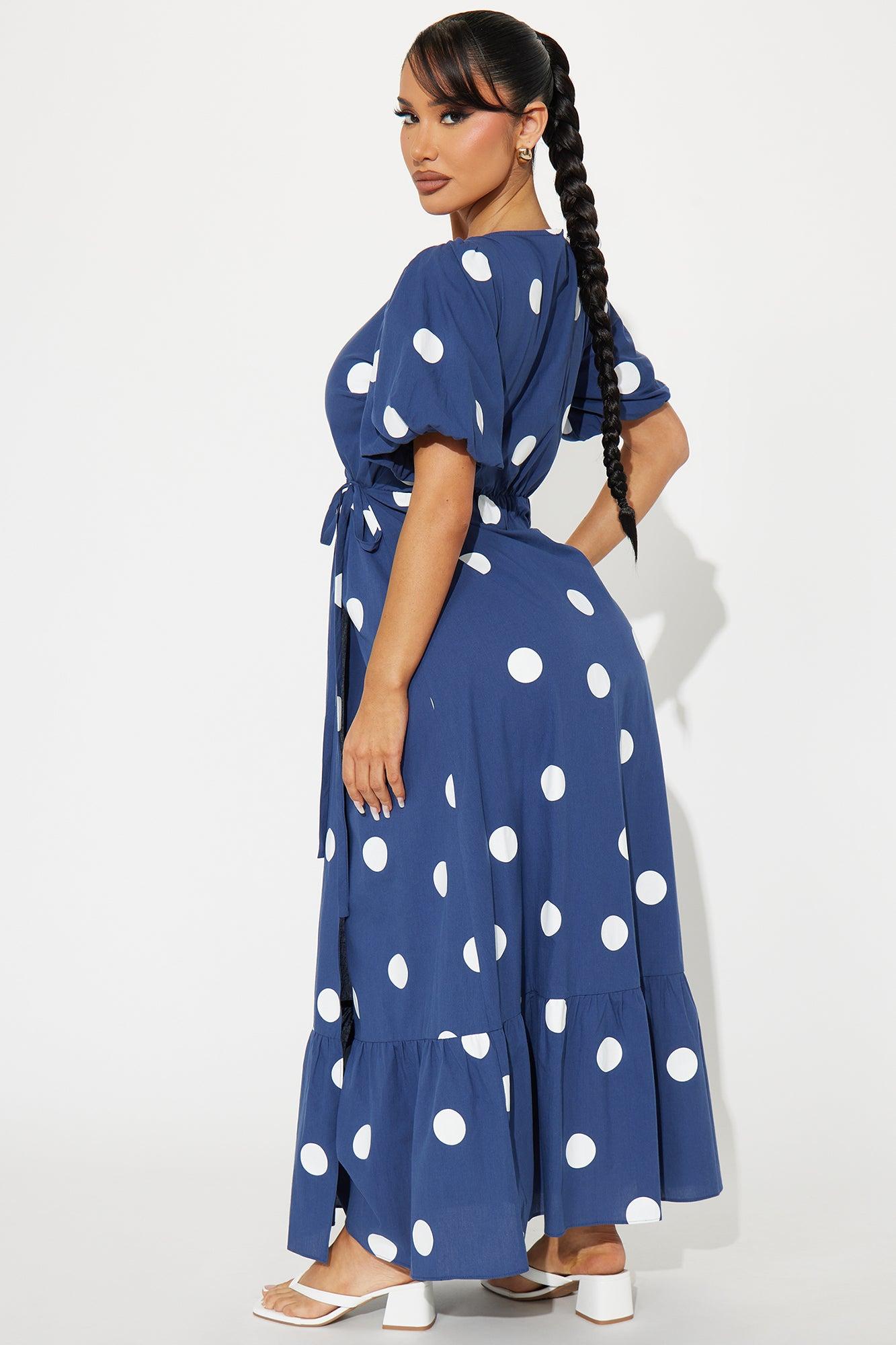 Jennifer Polka Dot Maxi Dress - Navy/combo Product Image