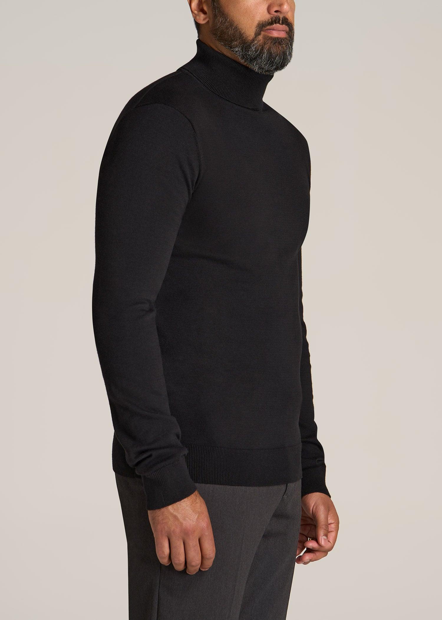 Turtleneck Sweater for Tall Men in Black Male Product Image