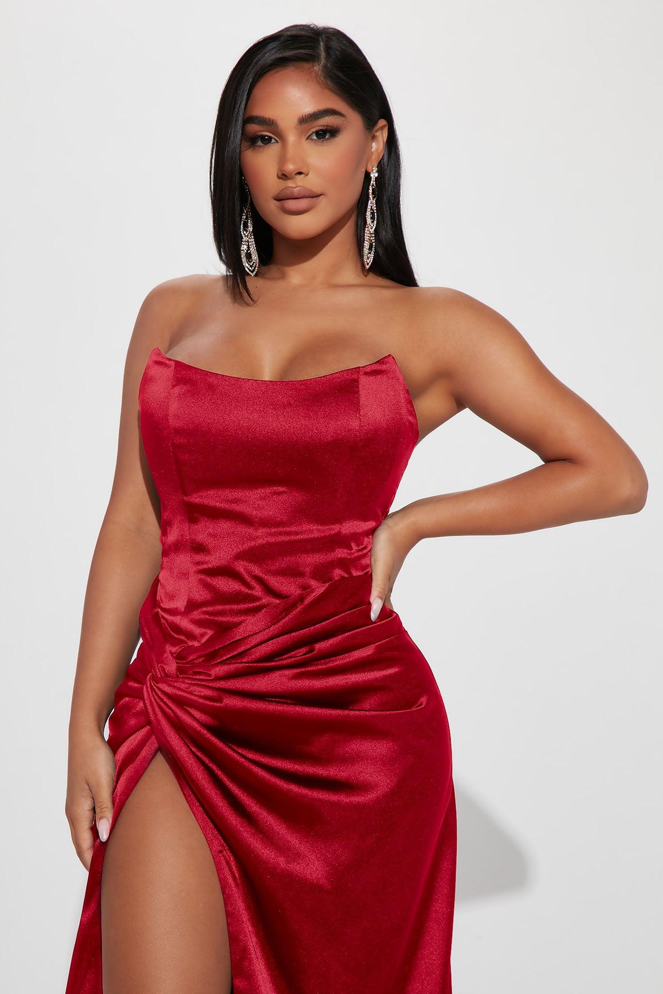 Teagan Satin Maxi Dress Set - Wine Product Image