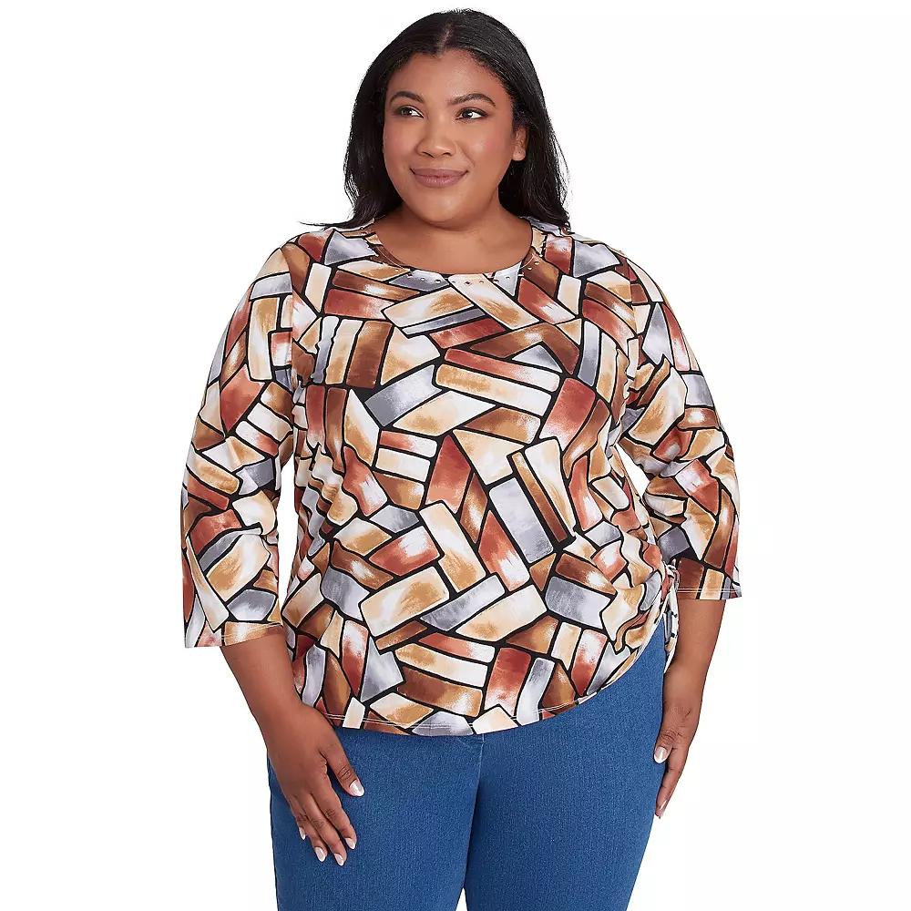 Plus Size Alfred Dunner Color Block Short Sleeve Tee, Women's, Size: 1XL, Multi Neutral Product Image