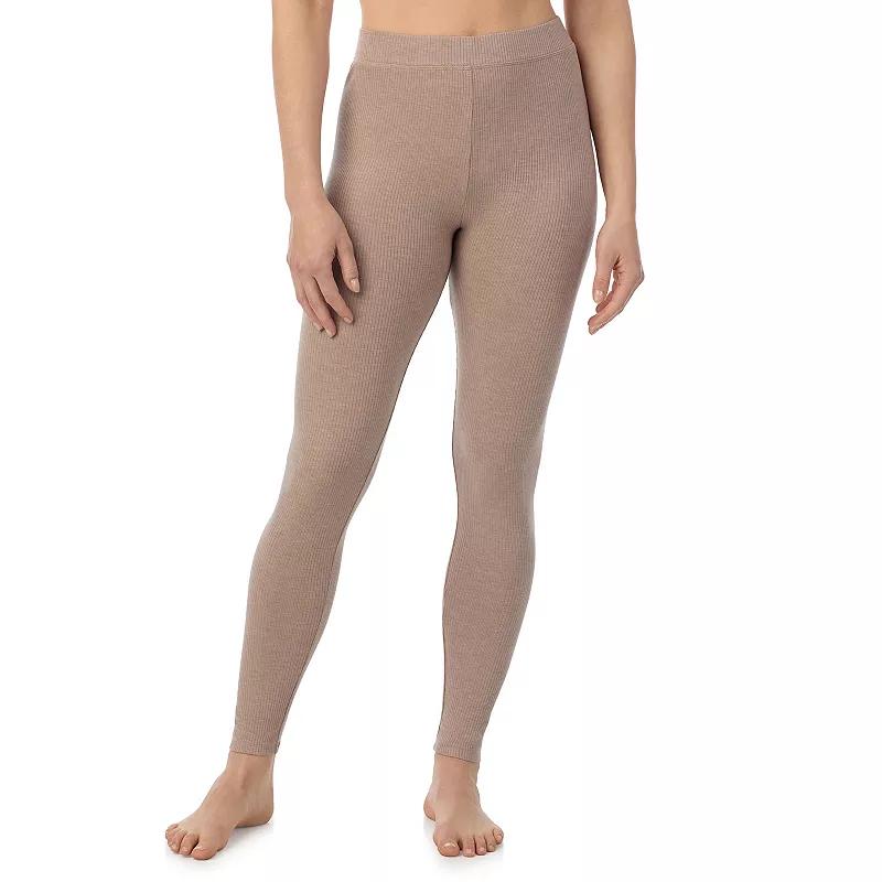 Womens Cuddl Duds Ribbed Stretch Leggings Pecan Grey Product Image