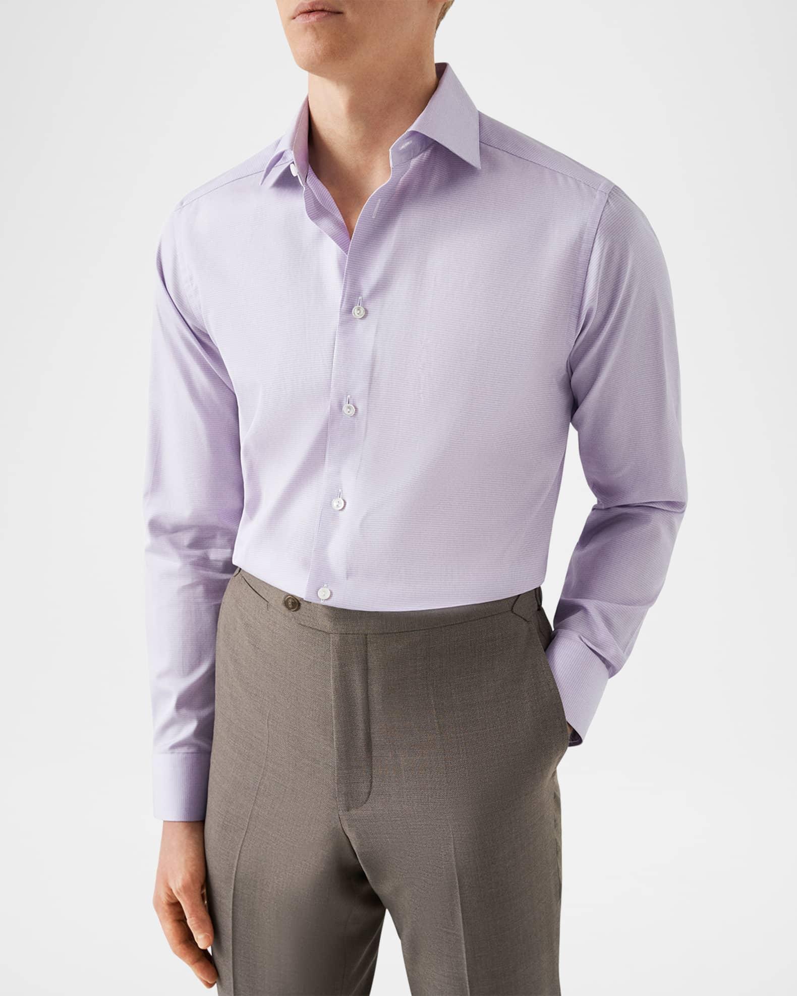 Men's Elevated Twill Micro-Houndstooth Contemporary-Fit Dress Shirt Product Image