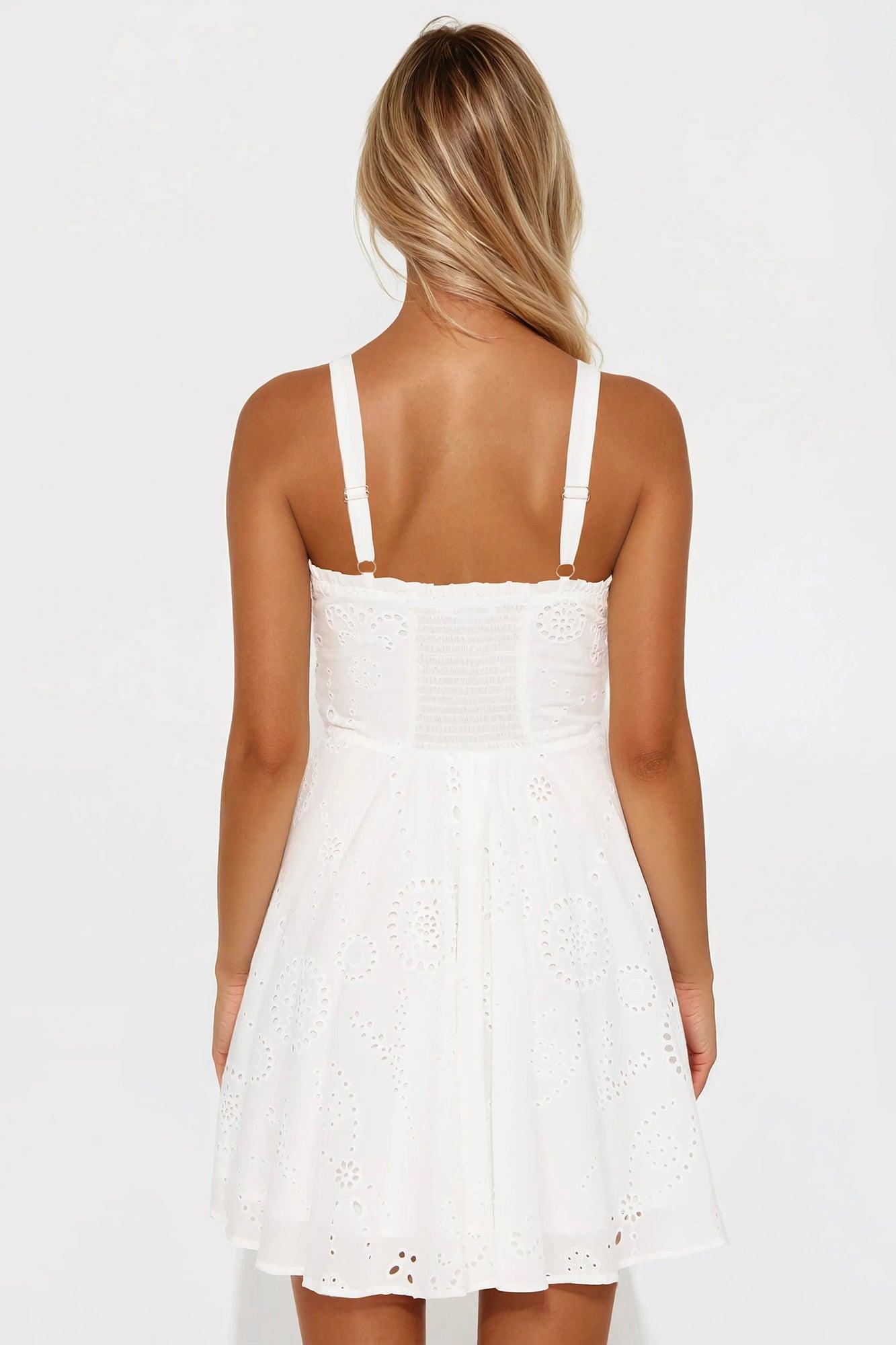 Katherine Eyelet Mini Dress - White Product Image