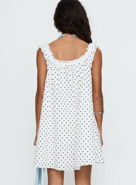 Swing Mini Dress White Polka Dot Product Image