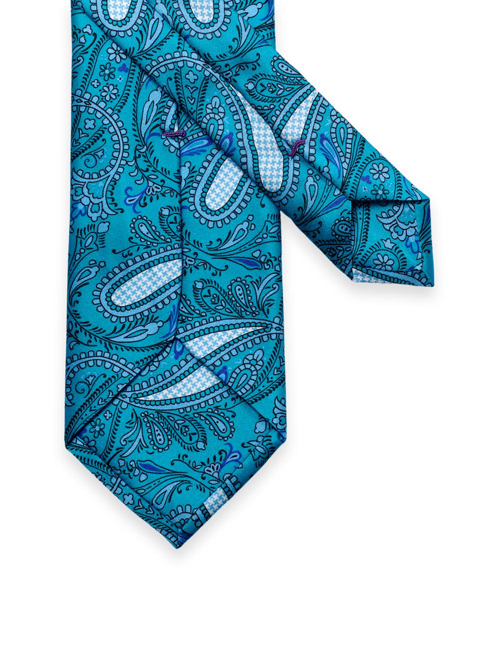 Paisley Printed Italian Silk Tie - Teal Product Image