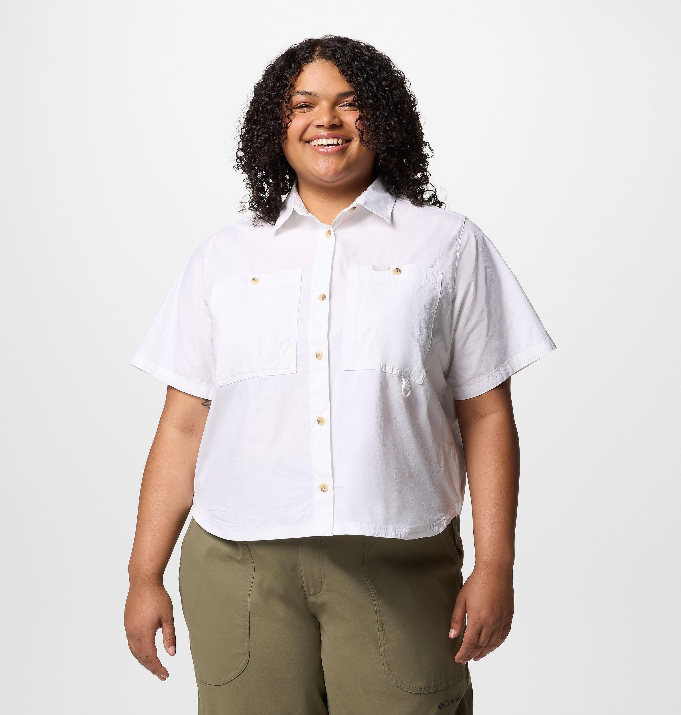 Columbia Womens Brea Falls Woven Short Sleeve Shirt - Plus Size- Product Image