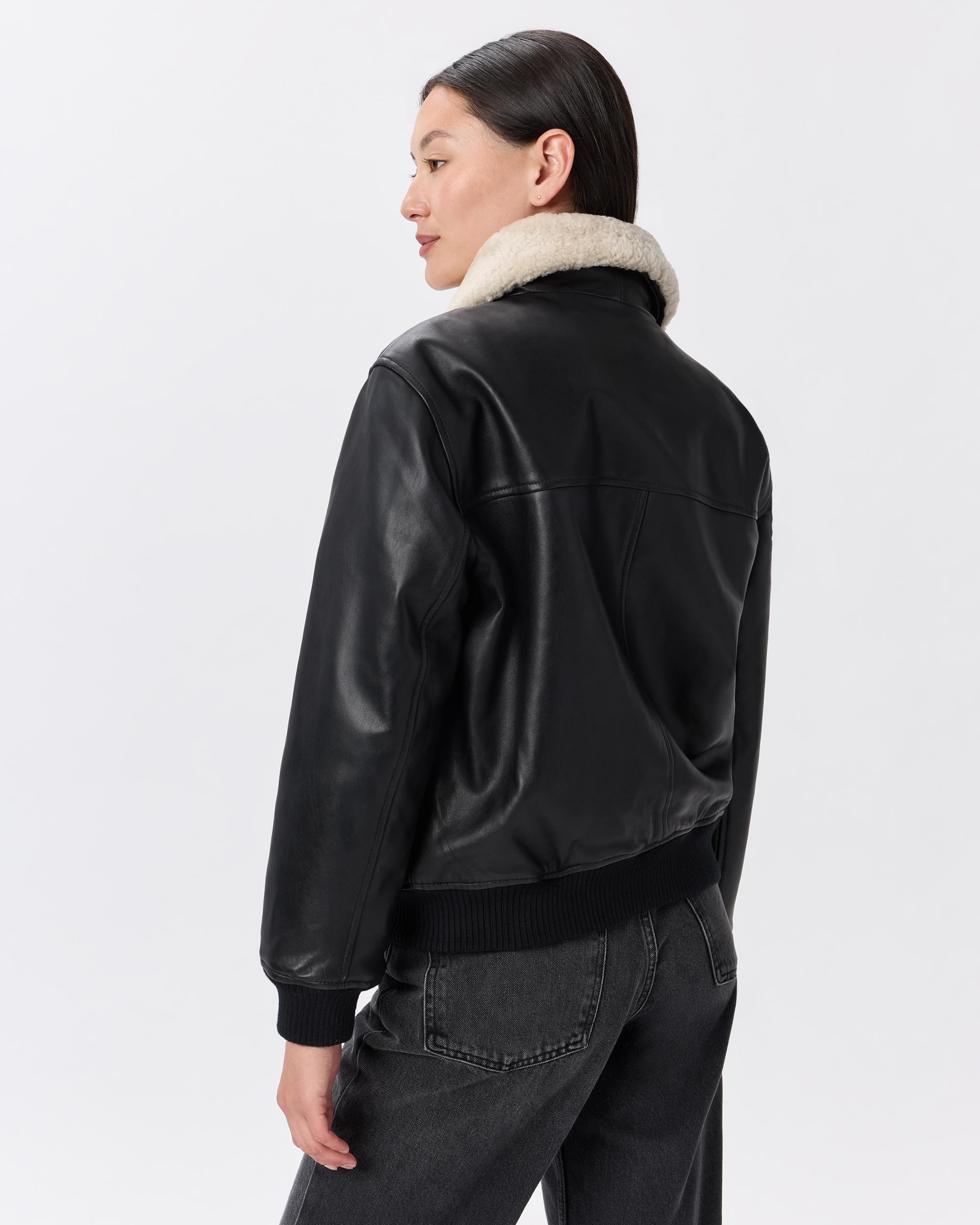 Quince | Women's Shearling Trim Aviator Jacket Leather Product Image