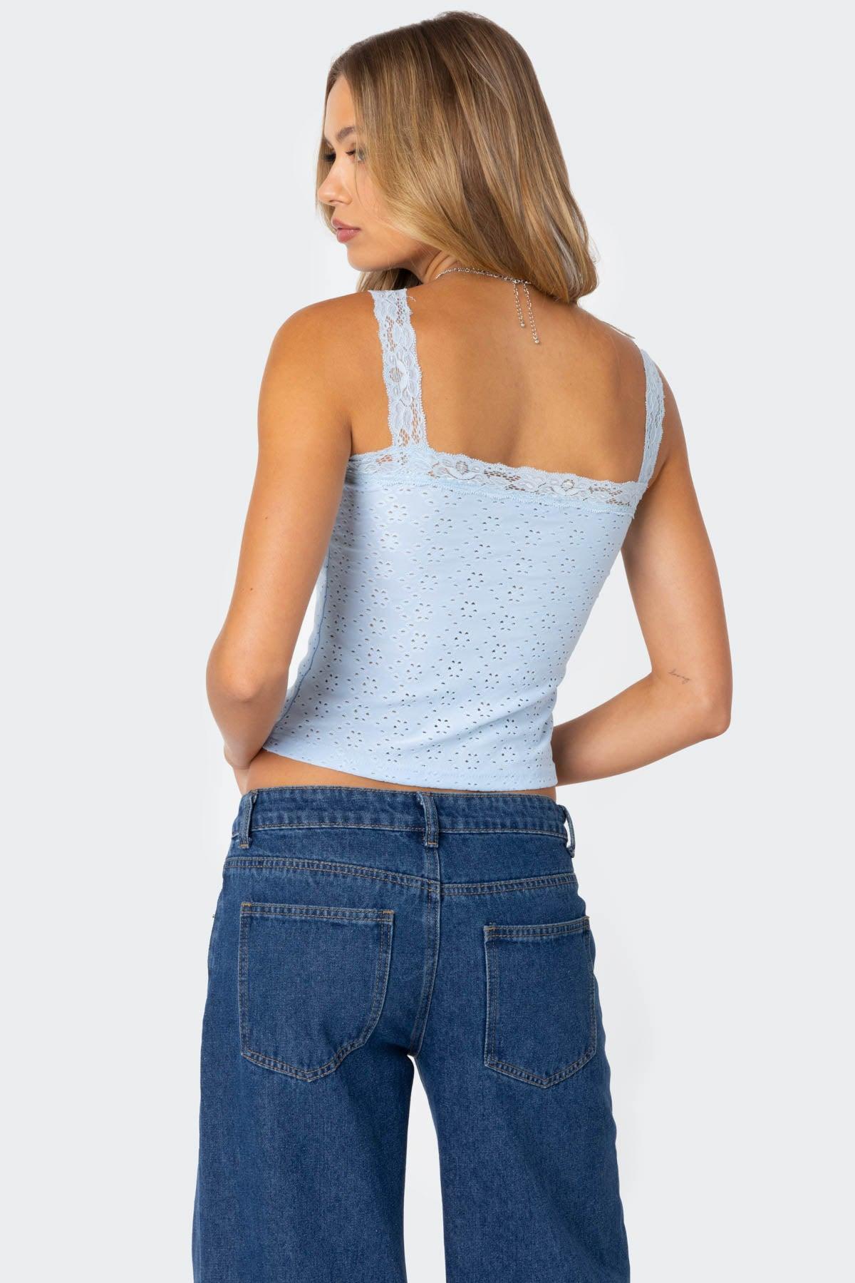 Virginia Lace Trim Eyelet Tank Top Product Image