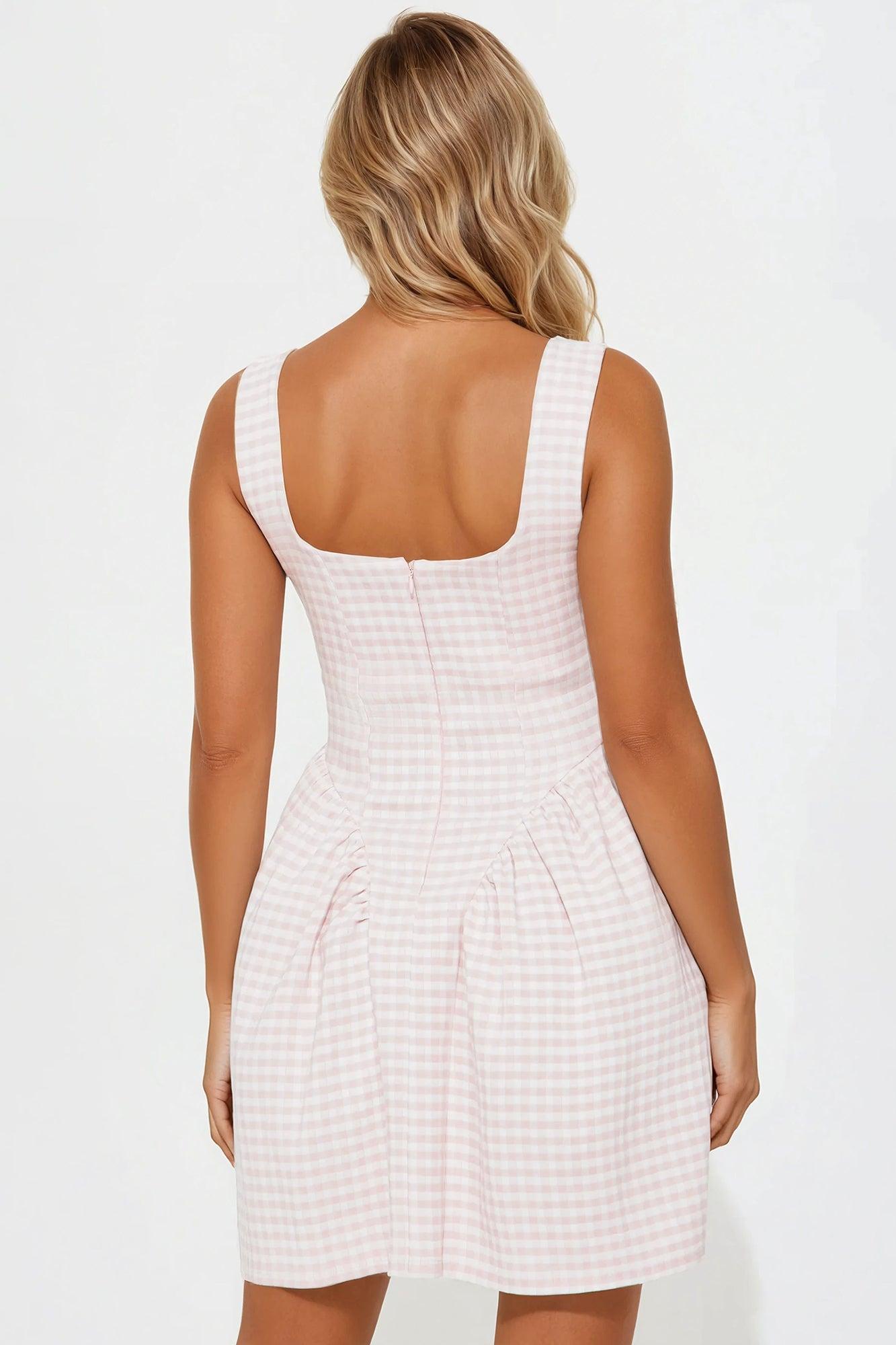 Alaina Gingham Mini Dress - Light Pink Product Image