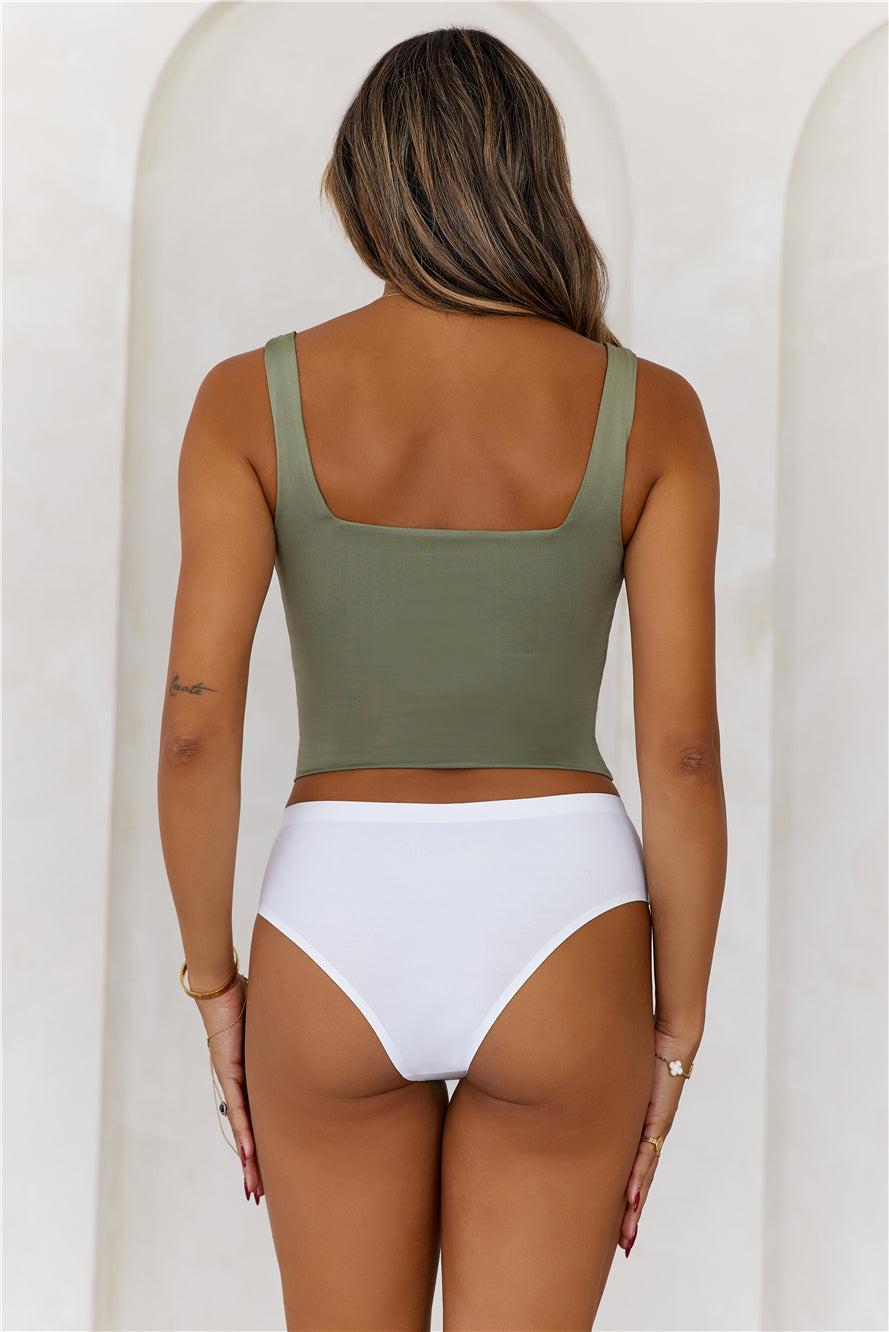 BASE One And Only Singlet Crop Top Khaki Product Image
