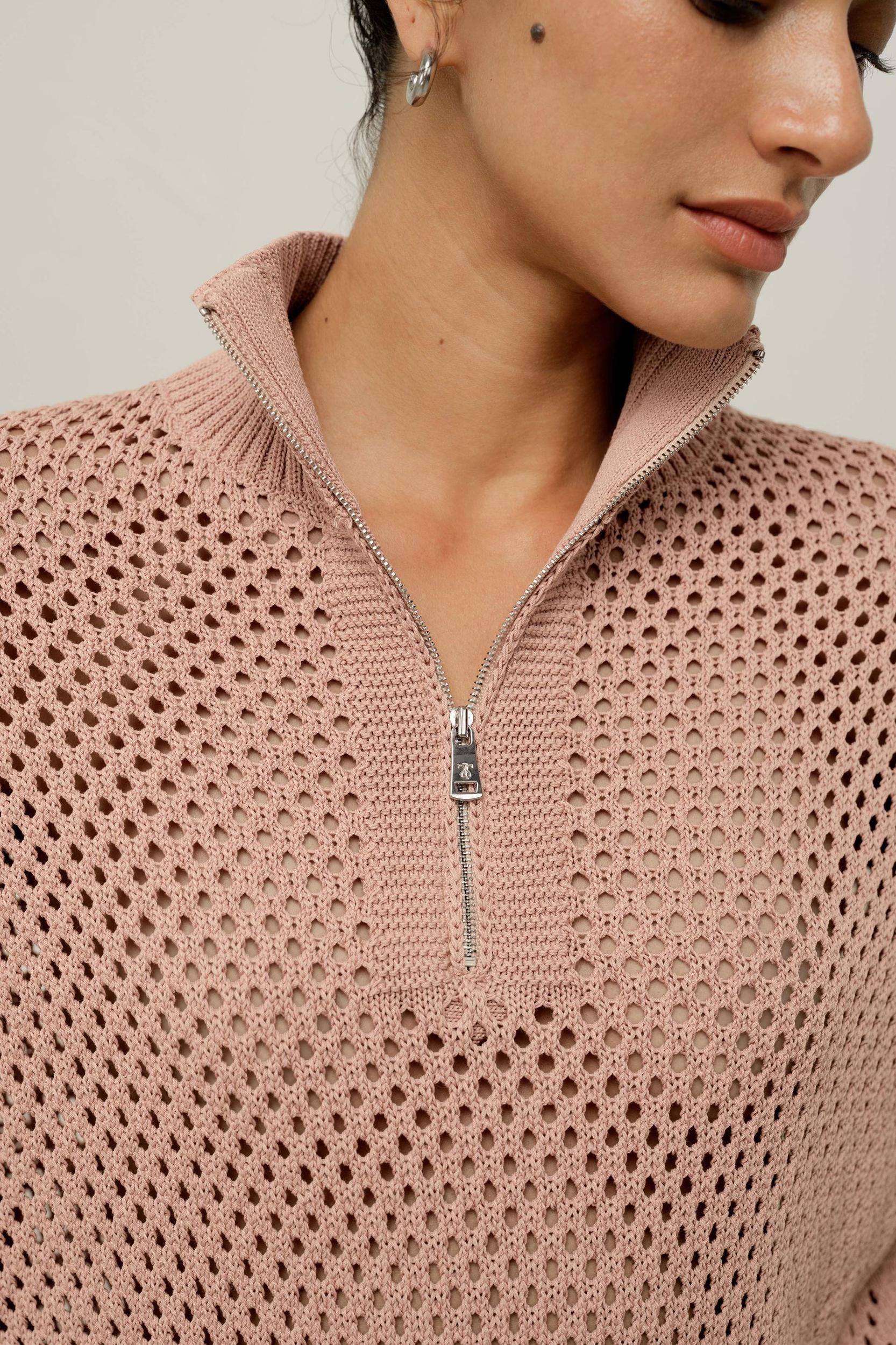 Toscana Pointelle Knit Half-Zip Sweater Product Image