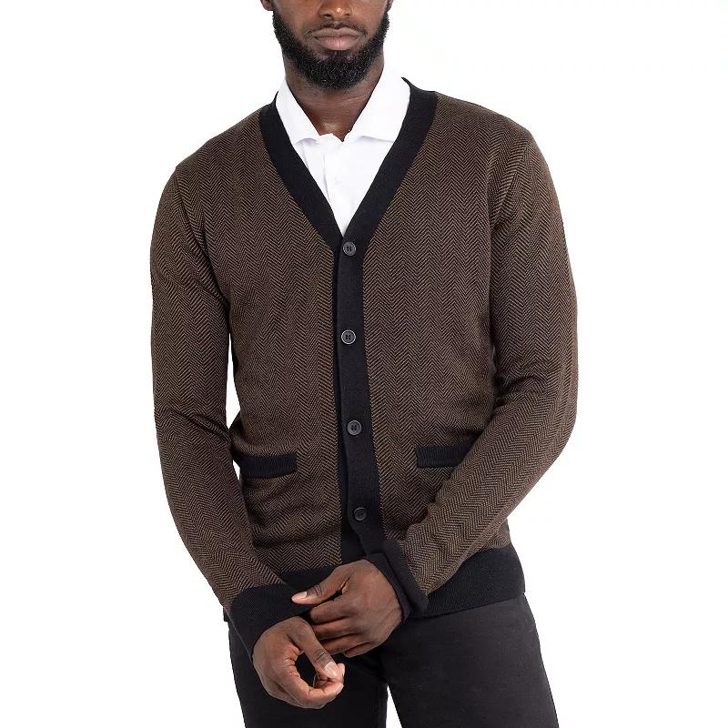 Men's Xray Herringbone Cardigan Sweater, Size: Large, Blue Product Image