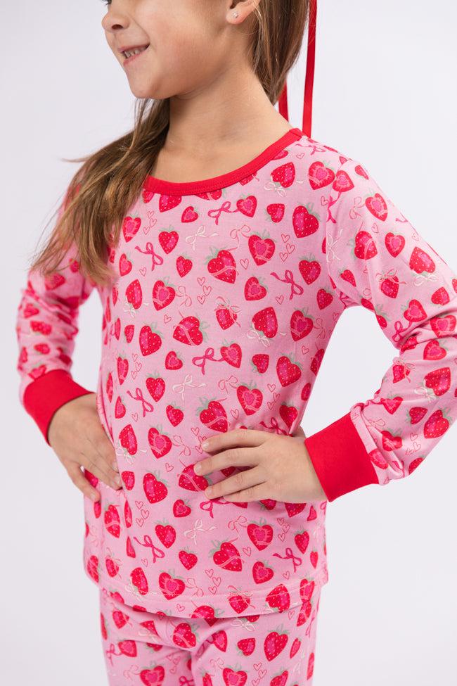 Kid's Sweet Dreams Strawberry Hearts Pajama Set FINAL SALE Product Image