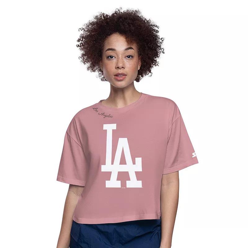 Women's Starter Pink Milwaukee Brewers Play the Ball Boxy Cropped T-Shirt,  Product Image