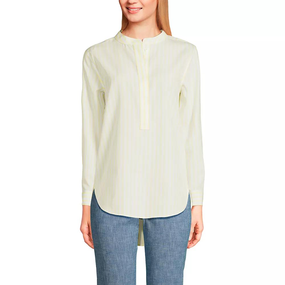 Women's Lands' End No Iron Long Sleeve Banded Collar Popover Shirt,  Product Image